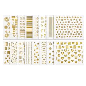 20 Sheets Gold Color Self-Adhesive Nail Stickers DIY Nail Art Decals Decorations Nail Decals