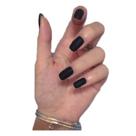 Long False Fingernails Matte Black Artificial False Nails Tips Full Cover Fake Nails Nail Art