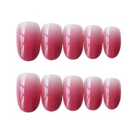 False Fingernails Gradient Color Rosy Pink Artificial False Nails Tips Full Cover Fake Nails Nail Art