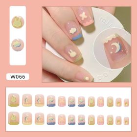 24P Cute Rabbit Nail Art Full Cover Artificial Fake Nails Wearing Reusable False Nails Ballerina Press on Nail Art Women Child