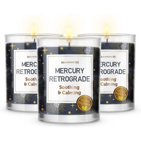 Magnificent 101 Set of 3 Long-Lasting Mercury Retrograde Aromatherapy Candles 10.5 Oz - 42-Hour Burn 100% Soy Wax, Herbs Ideal for Meditation