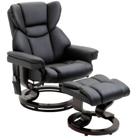 HOMCOM Massage Recliner Chair with Ottoman Footrest, 10 Vibration Points, 360° Swivel Reclining Chair