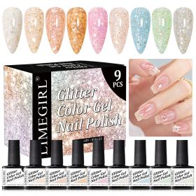 Limegirl Reflective Glitter Gel Nail Polish Set 8ML Cloud Shell Gel Manicure Varnish Semi-Permanent Nail Polish Set