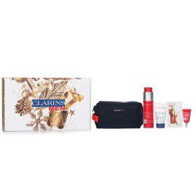 CLARINS - Men Energizing Set: Energizing Gel 50ml+Foaming Wash 30ml+Energizing Eye Gel 3ml+Double Serum Light 0.9ml+Pouch 210242 4pcs+1bag