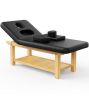 80 Inches Wide - Quality Leather Beauty Spa Furniture Massage Table Bed Wooden Facial Bed Wooden Beauty Bed - Black