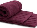 Luxury Bath Mat Floor Towel Set Absorbent Cotton Hotel Spa Shower Bathtub Mats [Not a Bathroom Rug] 22x34 inch | 2 Pack | Wine Red