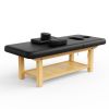 80 Inches Wide - Quality Leather Beauty Spa Furniture Massage Table Bed Wooden Facial Bed Wooden Beauty Bed - Black