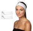 Dukal Stretch Headbands. Pack of 48 Disposable Headbands for Spa Treatments. White Headbands with Hook and Loop Closure. Elastic Spa Headbands. Soft F