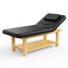 80 Inches Wide - Quality Leather Beauty Spa Furniture Massage Table Bed Wooden Facial Bed Wooden Beauty Bed - Black