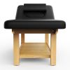 80 Inches Wide - Quality Leather Beauty Spa Furniture Massage Table Bed Wooden Facial Bed Wooden Beauty Bed - Black