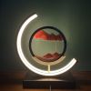 Moving Sand Art Picture with LED;  3D Round Sand Picture Lamp 3 Colors Art Light with Stand Relaxing Desktop Home Decor and Office