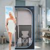 Portable Plus Type Full Size Far Infrared Sauna tent. Spa;  Detox ; Therapy and Relaxation at home.Larger Space; Stainless Steel Pipes Connector Easy