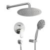 10-in. Wall Mount Concealed Round High Pressure Rainfall 360 Degree Adjustment Shower Head with 5-function Handheld Spray Combo