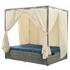 Adjustable Sun Bed With Curtain; High Comfort; With 3 Colors