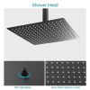 12-inch Ceiling Mount Square 360 Degree Adjustable Stainless Steel High Pressure Rainfall Shower Head Dual Shower Head with Hand Held Spray Combo Stai