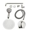 10-in. Wall Mount Concealed Round High Pressure Rainfall 360 Degree Adjustment Shower Head with 5-function Handheld Spray Combo