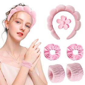 Sponge Spa Headband for Washing Face, Makeup Headbands Women Girls (Color: Pink)