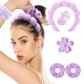 Sponge Spa Headband for Washing Face, Makeup Headbands Women Girls (Color: purple)