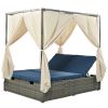 Adjustable Sun Bed With Curtain; High Comfort; With 3 Colors