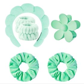 Sponge Spa Headband for Washing Face, Makeup Headbands Women Girls (Color: Green)