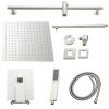 12-inch/10-inch Wall Mount Square Stainless Steel High Pressure Rainfall Shower Head with Handheld Spray Combo, 360 Degree Adjustable Slide Bar