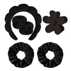 Sponge Spa Headband for Washing Face, Makeup Headbands Women Girls (Color: Black)